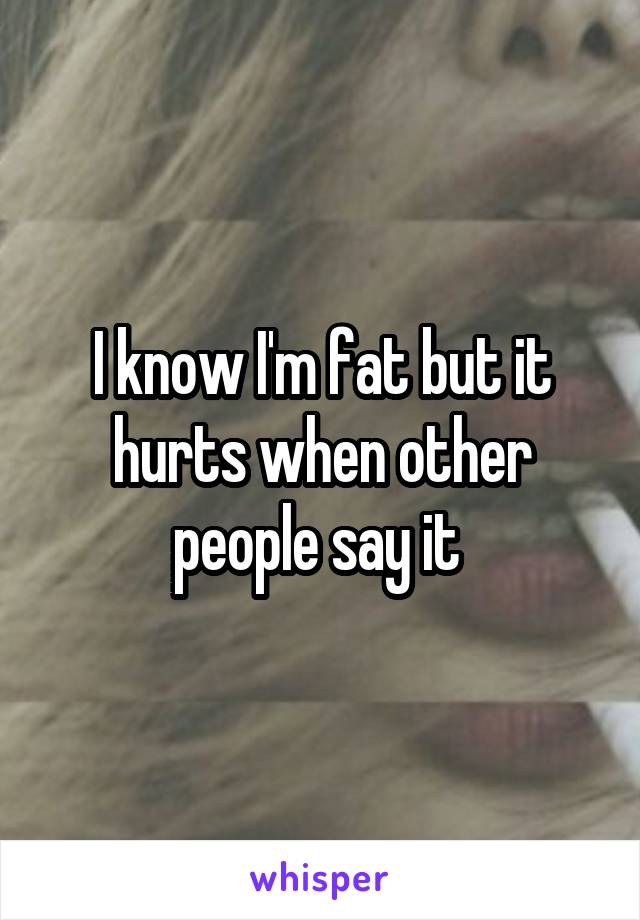 I know I'm fat but it hurts when other people say it 