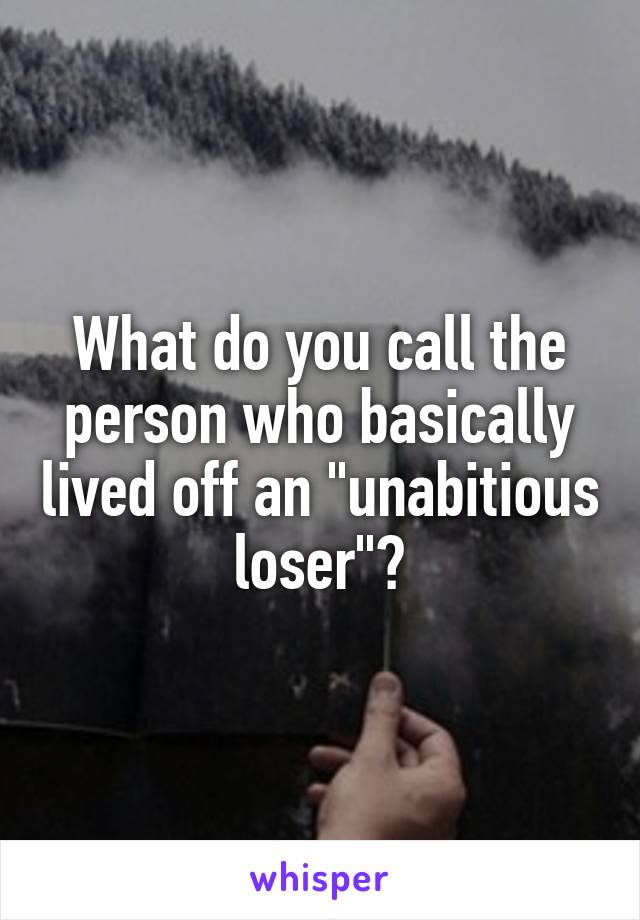 What do you call the person who basically lived off an "unabitious loser"?