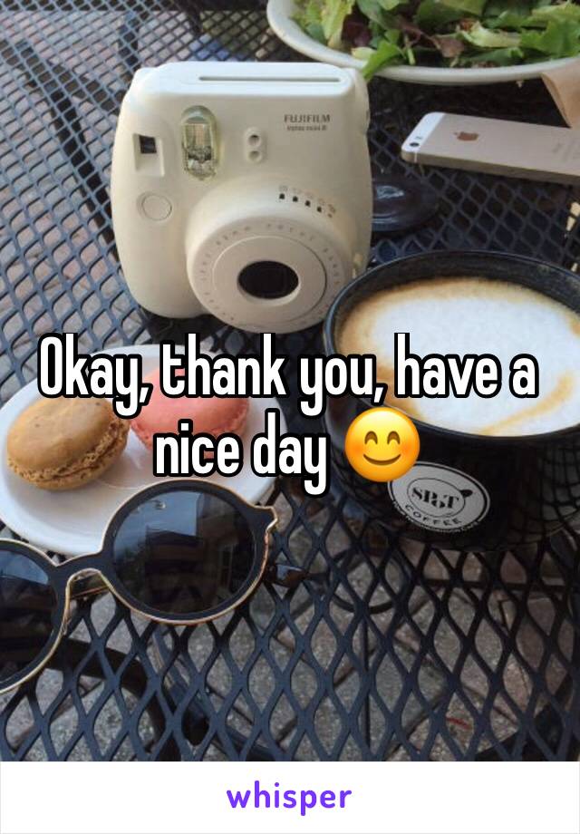 Okay, thank you, have a nice day 😊