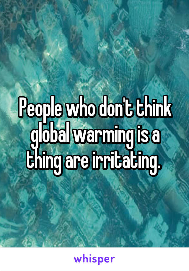 People who don't think global warming is a thing are irritating. 