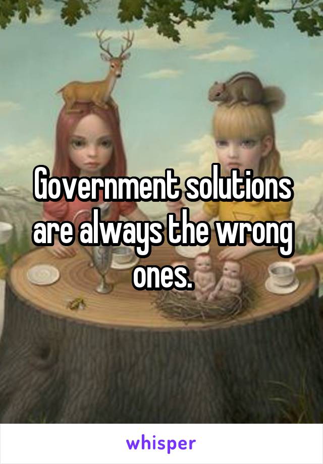 Government solutions are always the wrong ones.