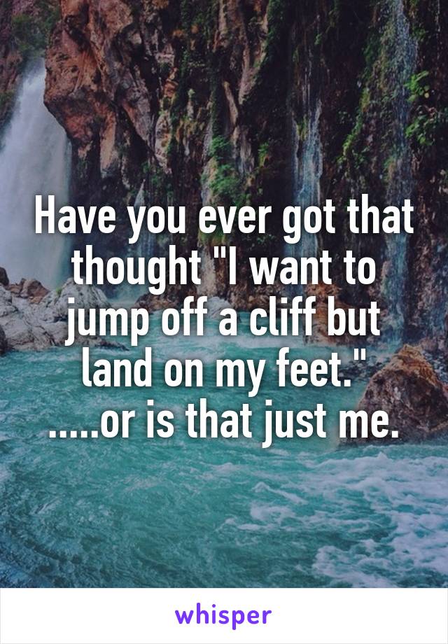 Have you ever got that thought "I want to jump off a cliff but land on my feet."
.....or is that just me.