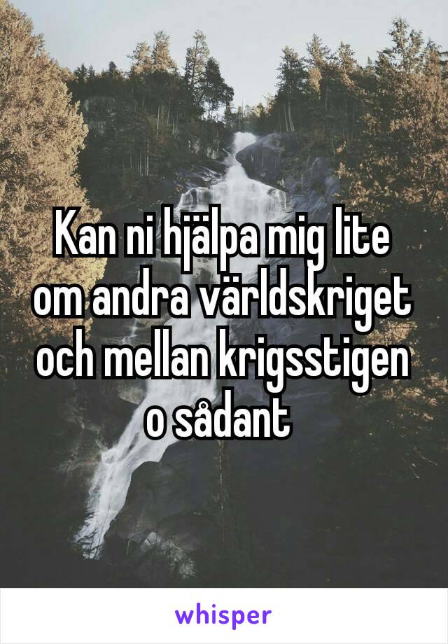 Kan ni hjälpa mig lite om andra världskriget och mellan krigsstigen o sådant 