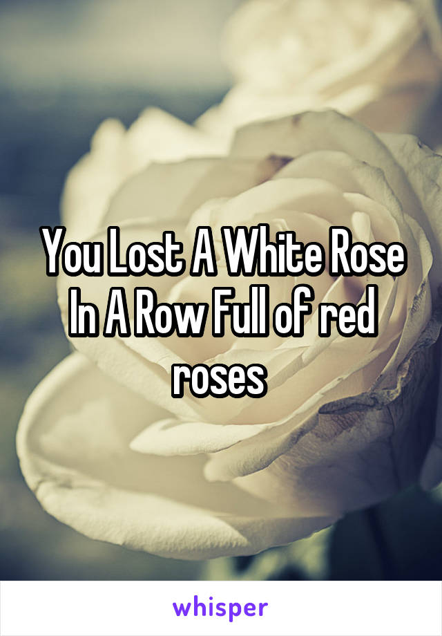 You Lost A White Rose In A Row Full of red roses 