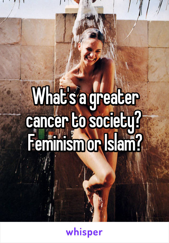 What's a greater cancer to society?  Feminism or Islam?