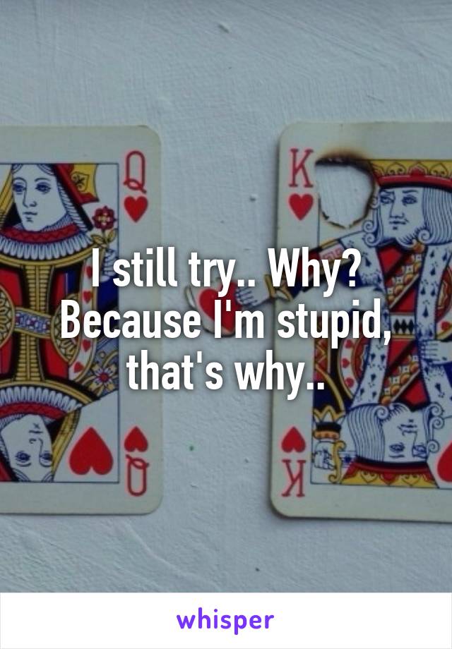 I still try.. Why? Because I'm stupid, that's why..