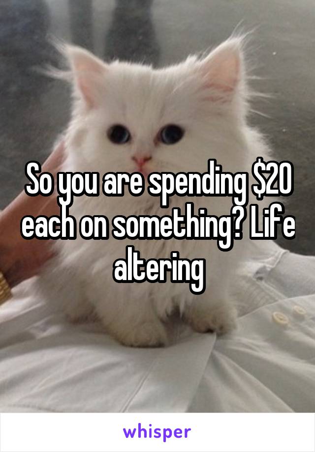 So you are spending $20 each on something? Life altering