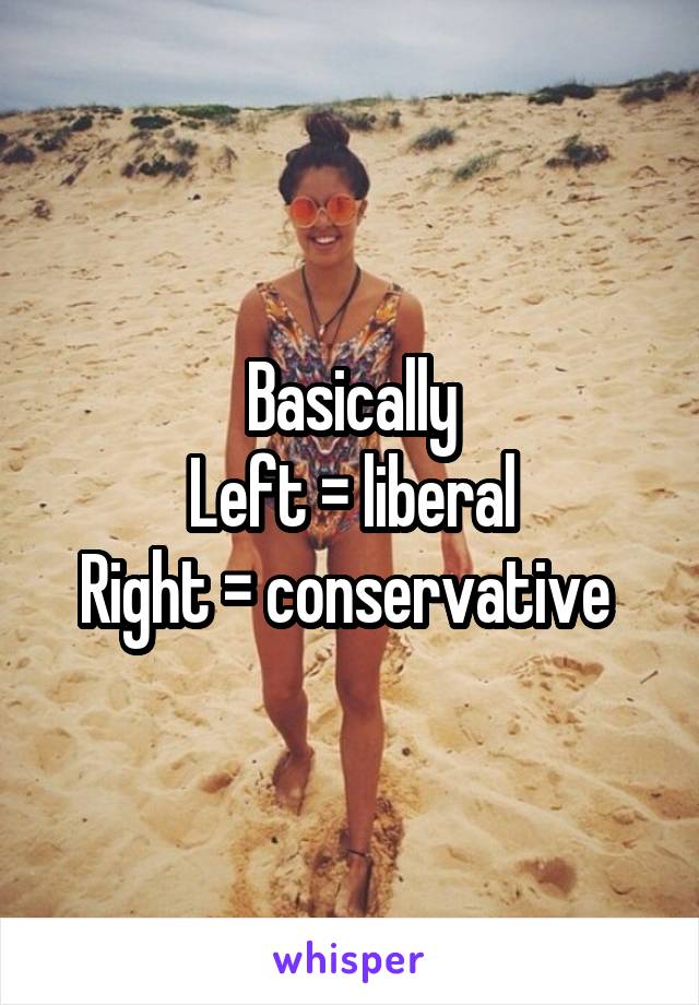 Basically
Left = liberal
Right = conservative 