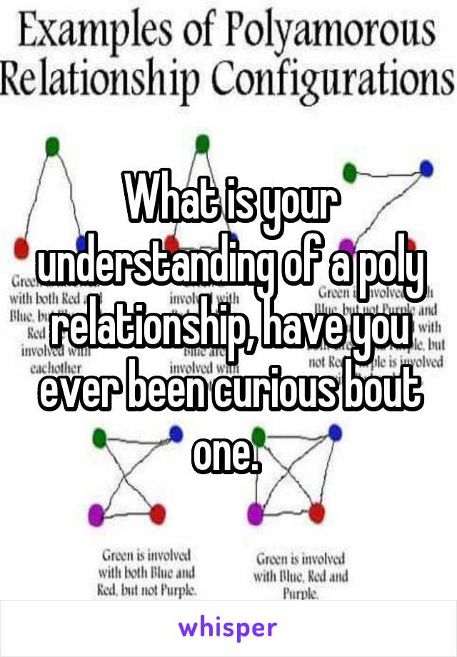 What is your understanding of a poly relationship, have you ever been curious bout one. 