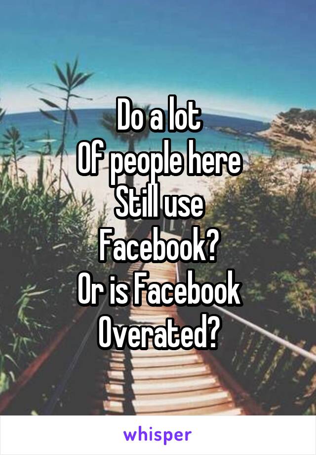 Do a lot
Of people here
Still use
Facebook?
Or is Facebook
Overated?