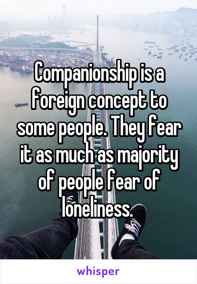 Companionship is a foreign concept to some people. They fear it as much as majority of people fear of loneliness. 