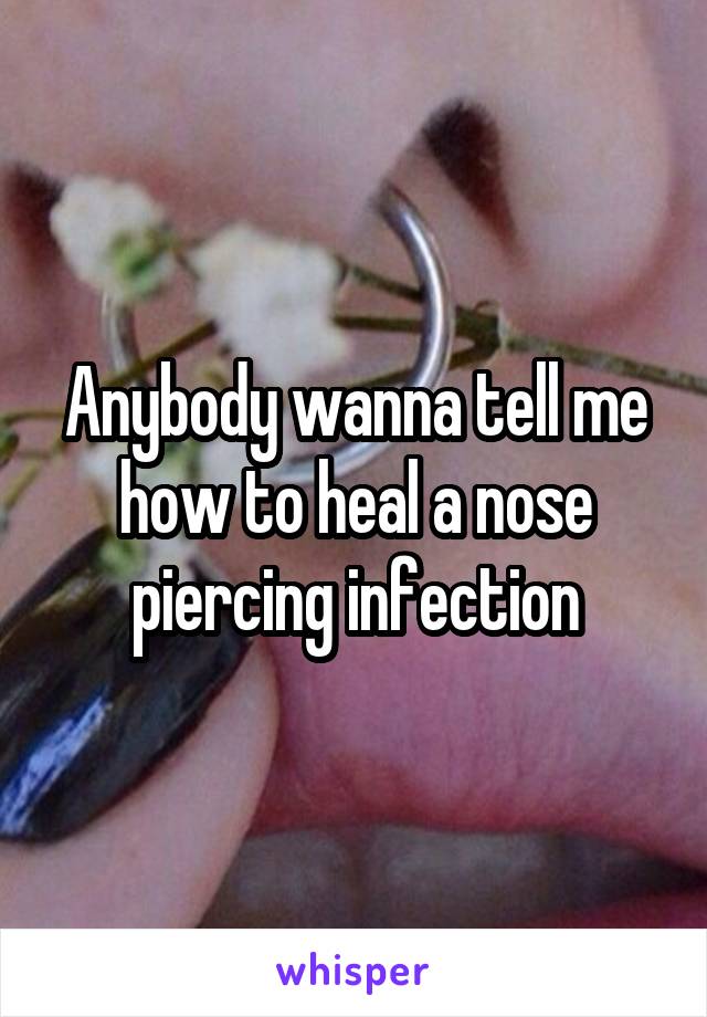 Anybody wanna tell me how to heal a nose piercing infection