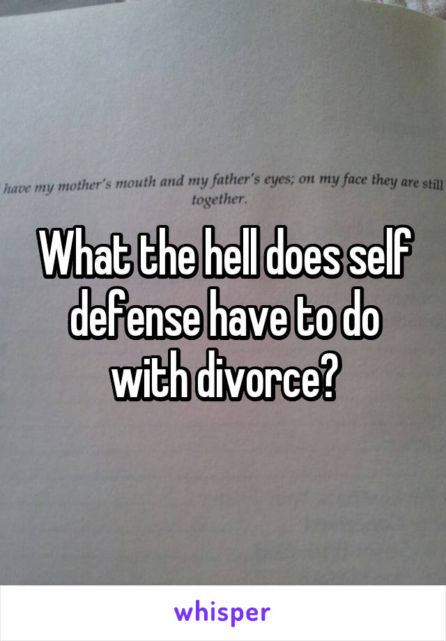 What the hell does self defense have to do with divorce?