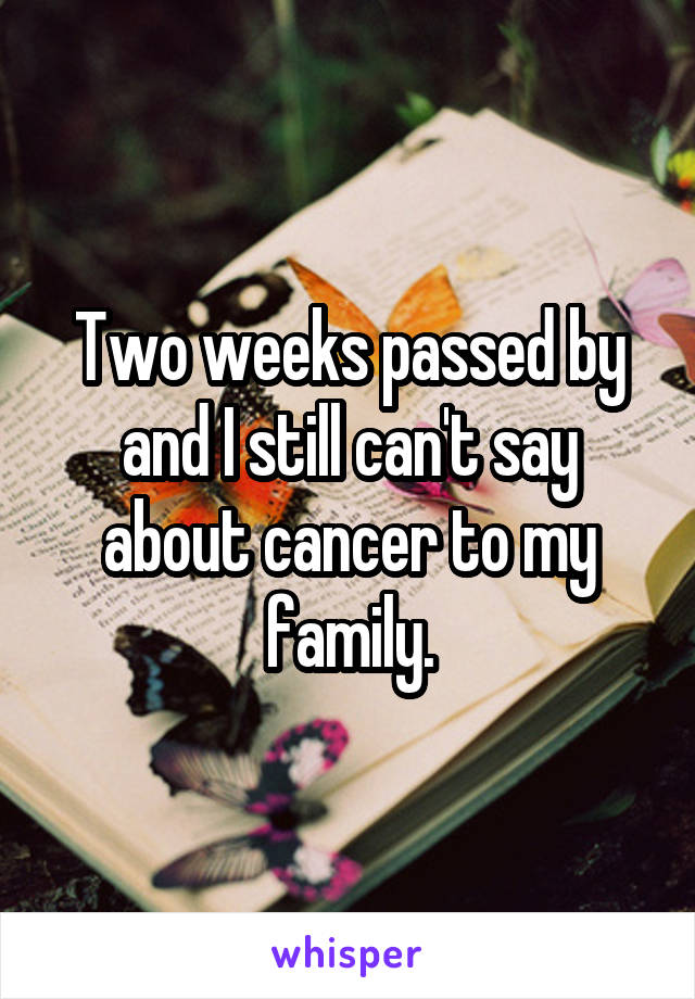 Two weeks passed by and I still can't say about cancer to my family.