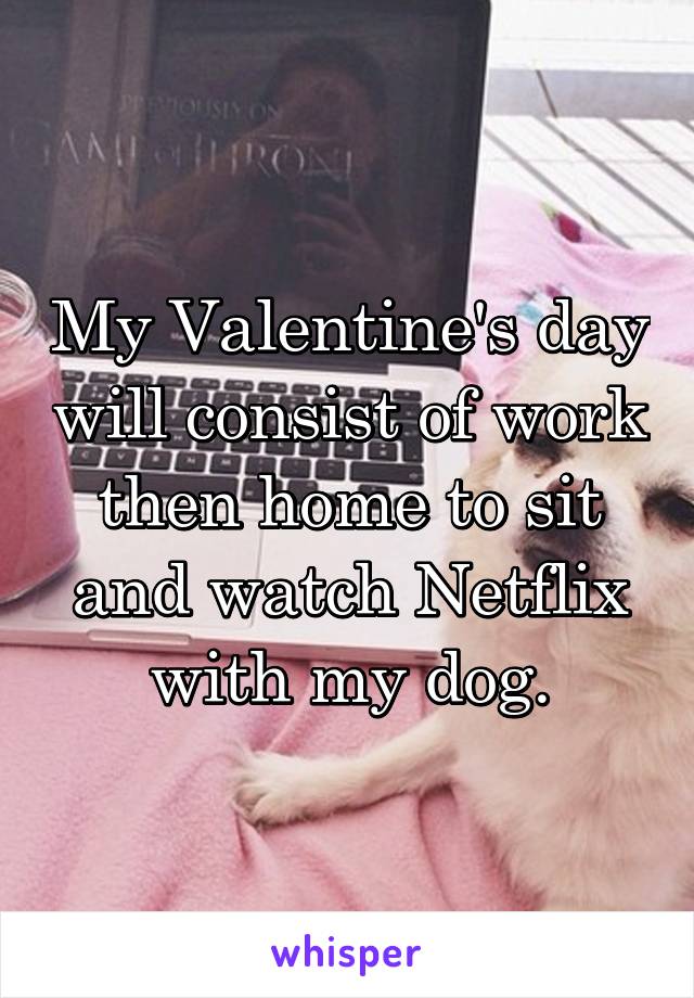 My Valentine's day will consist of work then home to sit and watch Netflix with my dog.