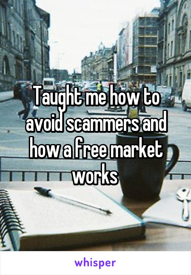 Taught me how to avoid scammers and how a free market works 