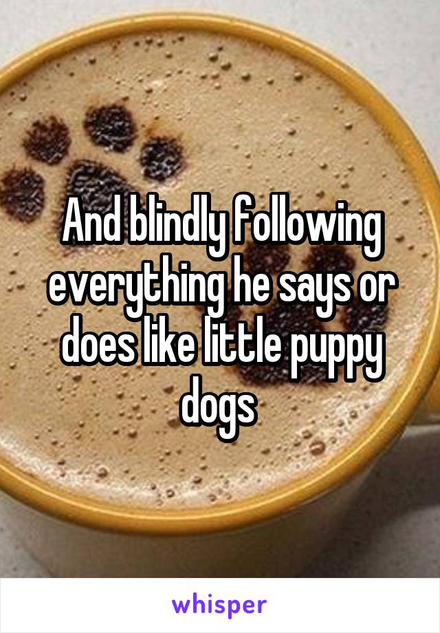 And blindly following everything he says or does like little puppy dogs 