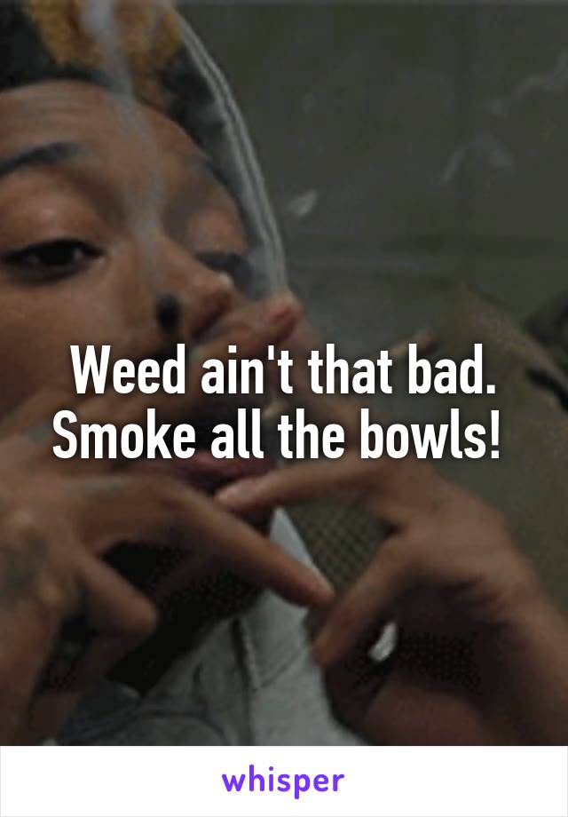 Weed ain't that bad. Smoke all the bowls! 