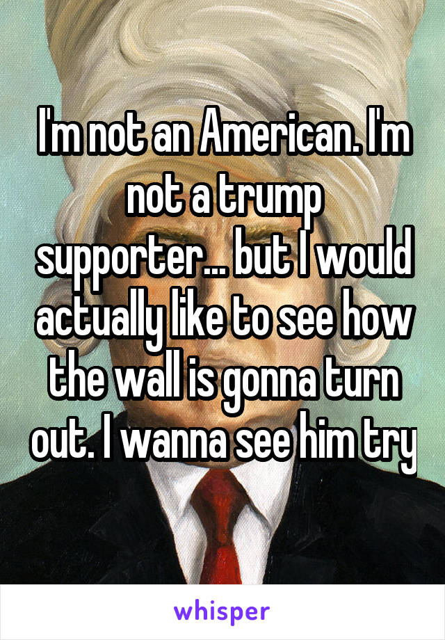 I'm not an American. I'm not a trump supporter... but I would actually like to see how the wall is gonna turn out. I wanna see him try 
