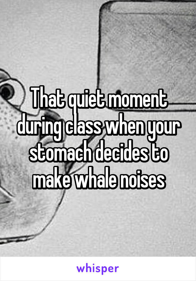 That quiet moment during class when your stomach decides to make whale noises