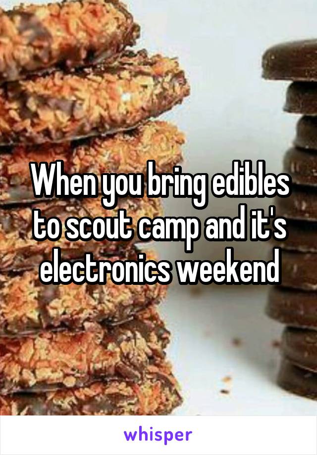 When you bring edibles to scout camp and it's electronics weekend