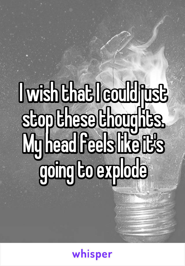 I wish that I could just stop these thoughts. My head feels like it's going to explode