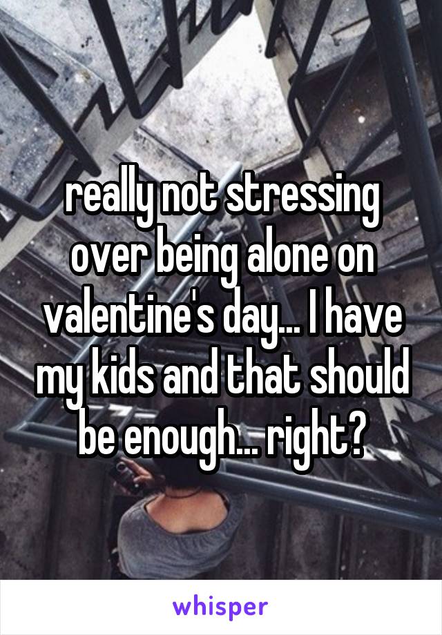 really not stressing over being alone on valentine's day... I have my kids and that should be enough... right?