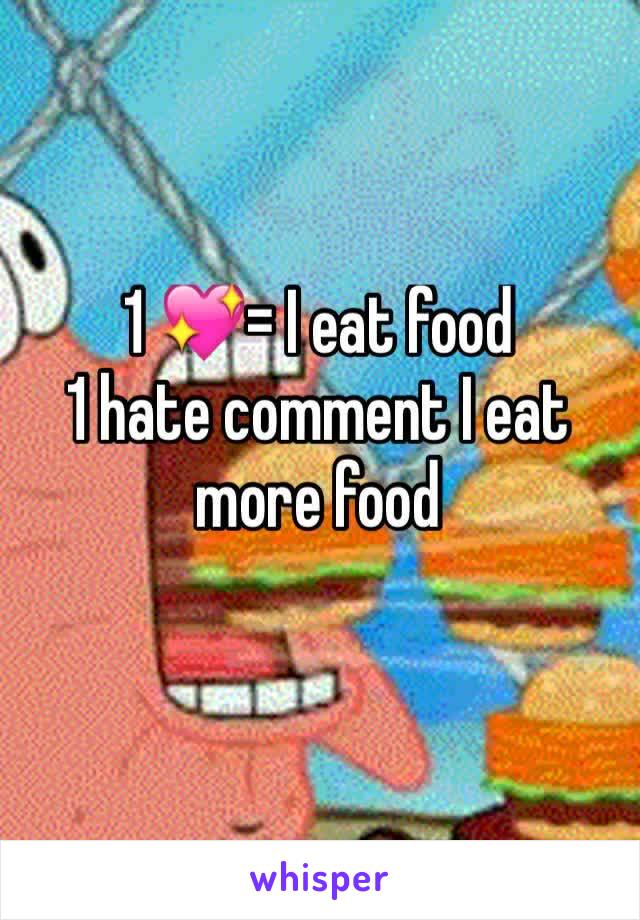 1 💖= I eat food
1 hate comment I eat more food