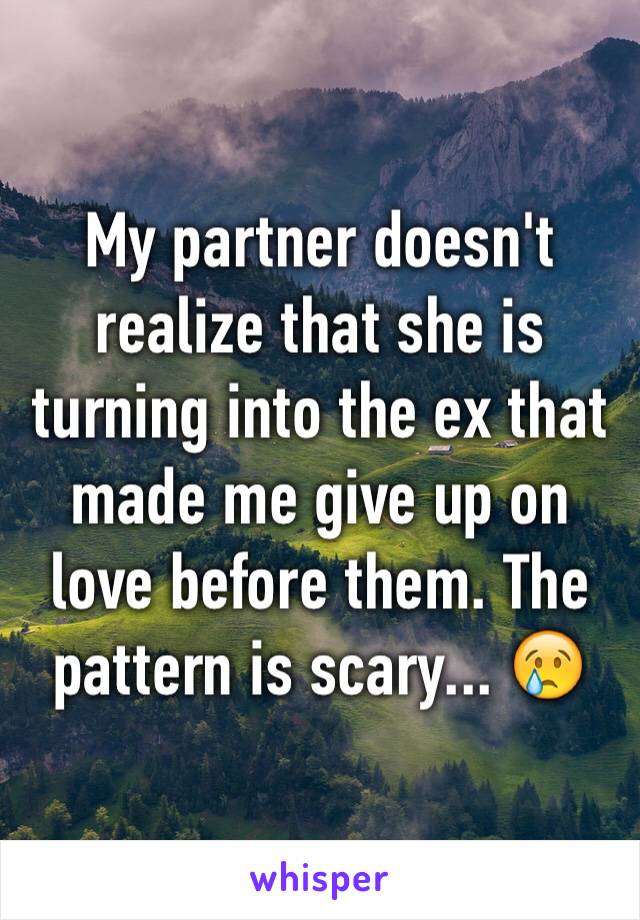 My partner doesn't realize that she is turning into the ex that made me give up on love before them. The pattern is scary... 😢