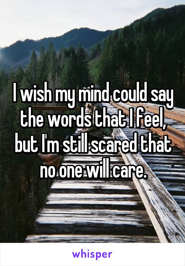 I wish my mind could say the words that I feel, but I'm still scared that no one will care.