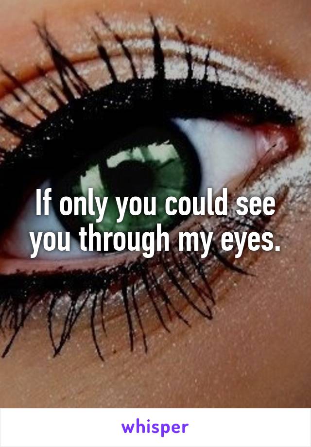 If only you could see you through my eyes.