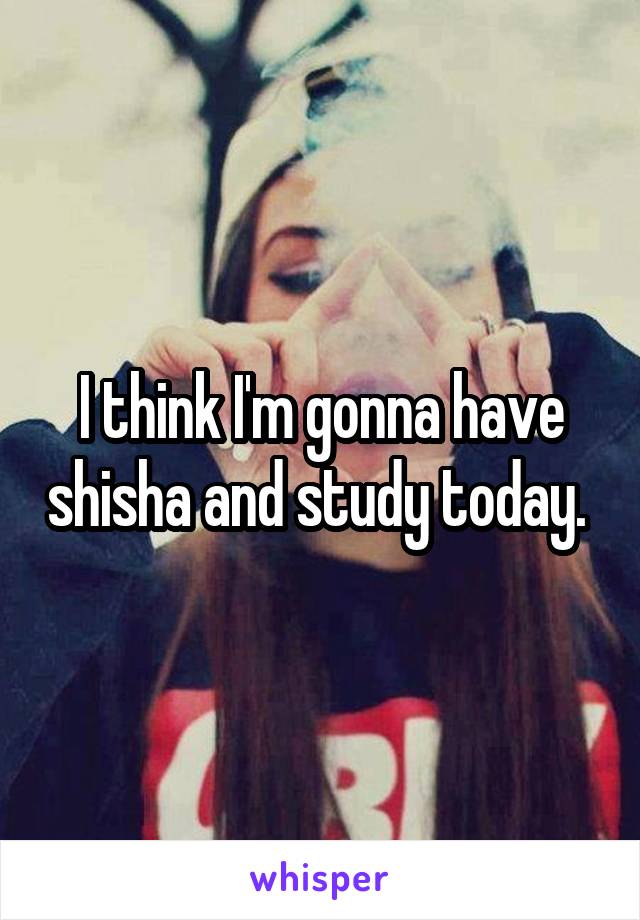 I think I'm gonna have shisha and study today. 
