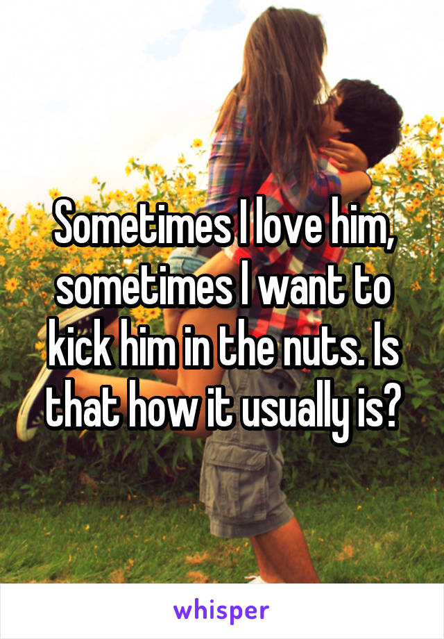 Sometimes I love him, sometimes I want to kick him in the nuts. Is that how it usually is?