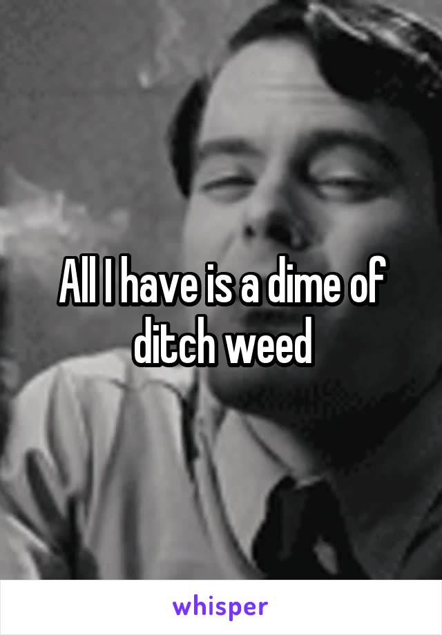 All I have is a dime of ditch weed