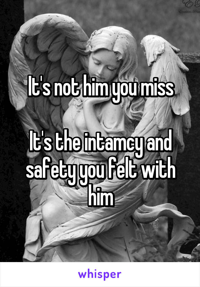 It's not him you miss

It's the intamcy and safety you felt with him