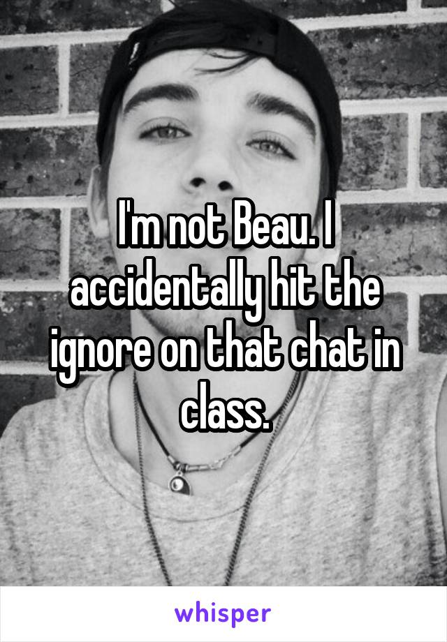 I'm not Beau. I accidentally hit the ignore on that chat in class.