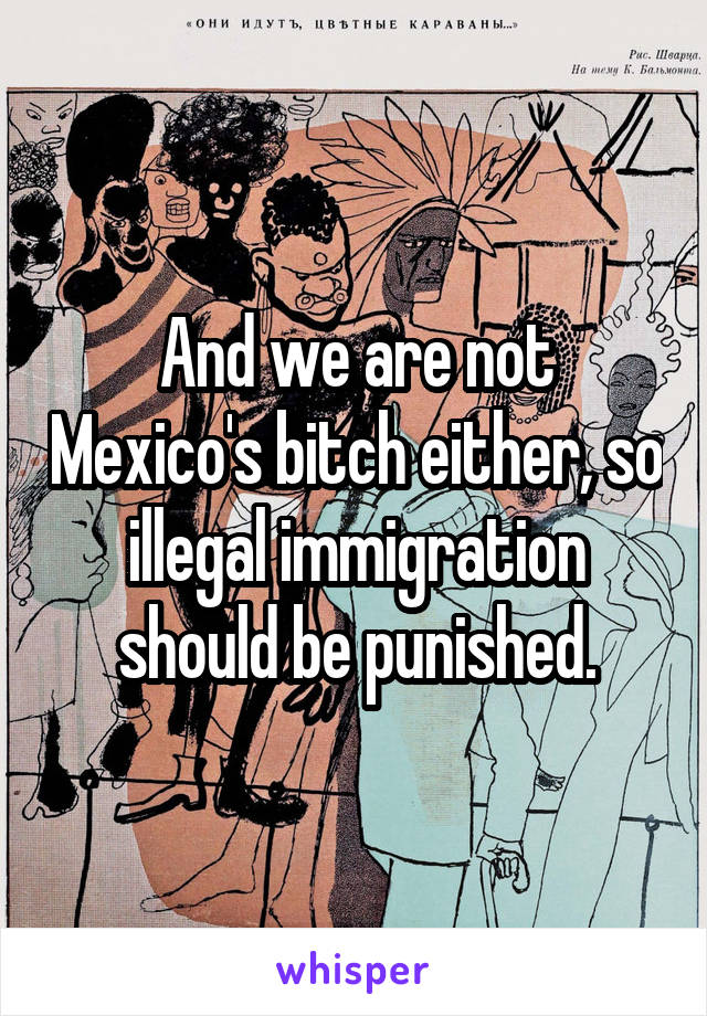 And we are not Mexico's bitch either, so illegal immigration should be punished.