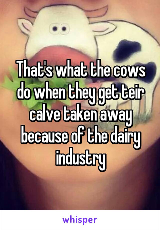 That's what the cows do when they get teir calve taken away because of the dairy industry