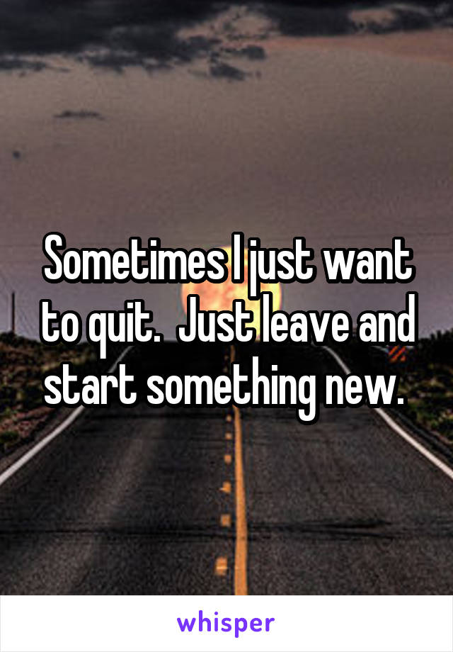 Sometimes I just want to quit.  Just leave and start something new. 