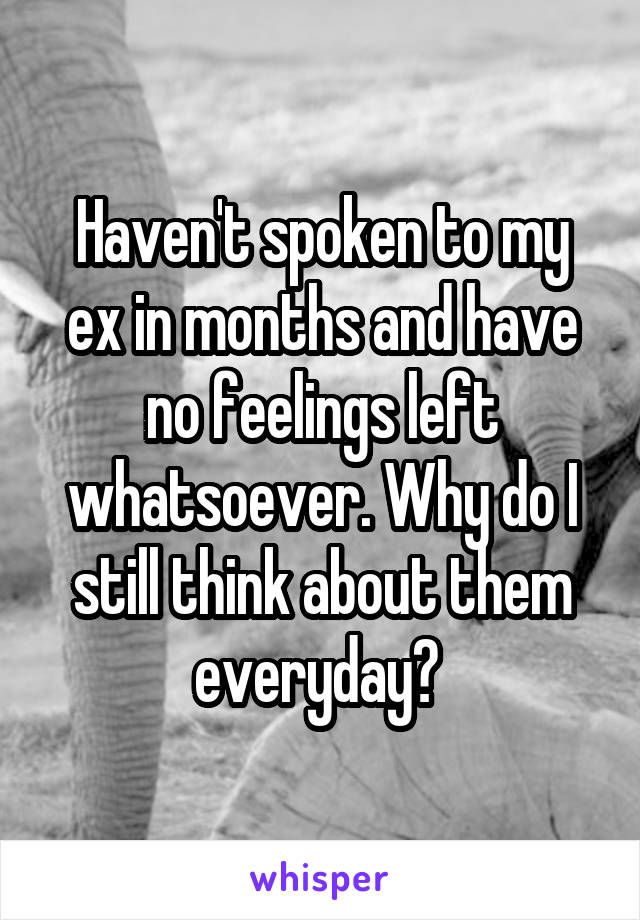 Haven't spoken to my ex in months and have no feelings left whatsoever. Why do I still think about them everyday? 