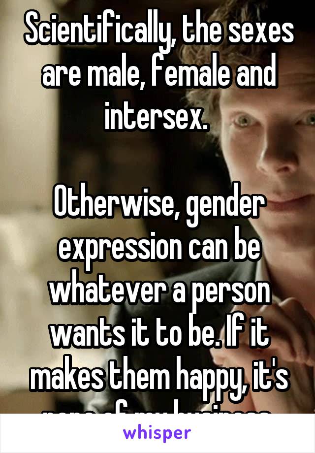 Scientifically, the sexes are male, female and intersex. 

Otherwise, gender expression can be whatever a person wants it to be. If it makes them happy, it's none of my business.