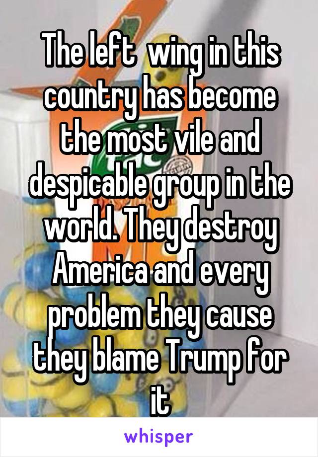 The left  wing in this country has become the most vile and despicable group in the world. They destroy America and every problem they cause they blame Trump for it