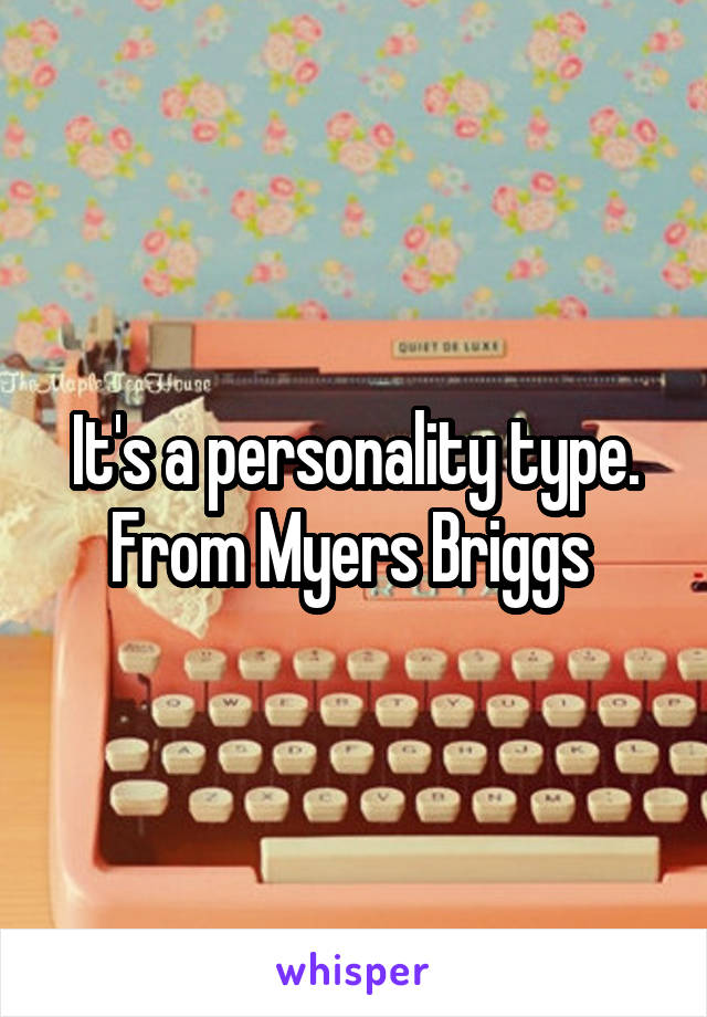 It's a personality type. From Myers Briggs 
