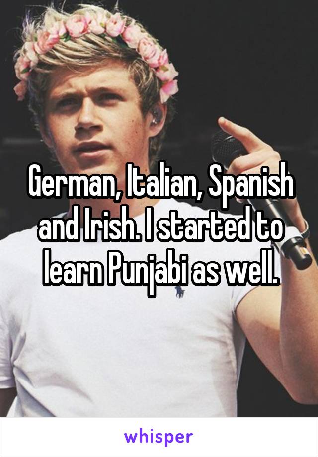 German, Italian, Spanish and Irish. I started to learn Punjabi as well.