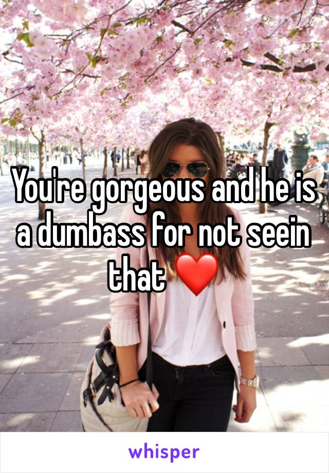 You're gorgeous and he is a dumbass for not seein that ❤