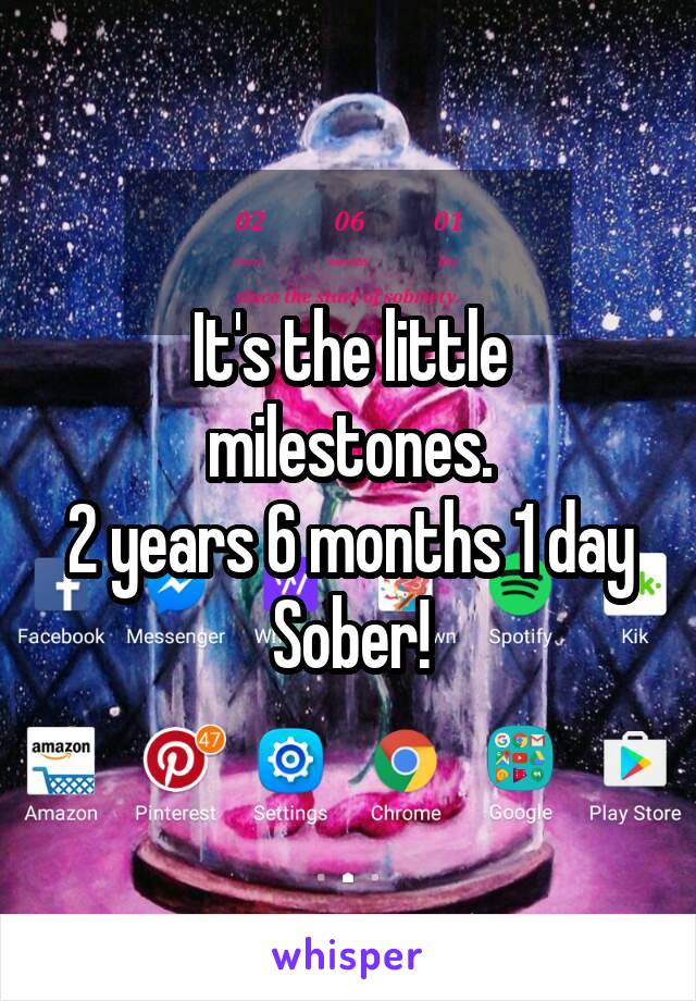 It's the little milestones.
2 years 6 months 1 day
Sober!