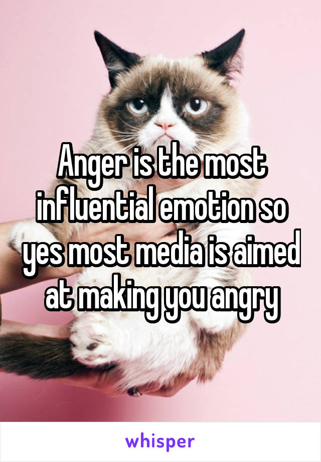 Anger is the most influential emotion so yes most media is aimed at making you angry