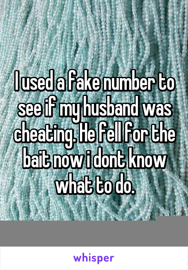 I used a fake number to see if my husband was cheating. He fell for the bait now i dont know what to do.