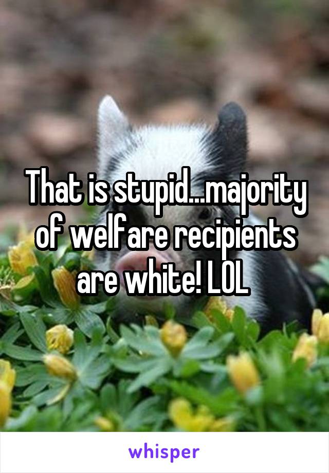 That is stupid...majority of welfare recipients are white! LOL 