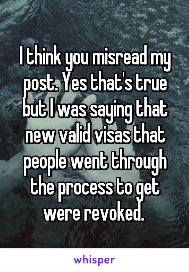 I think you misread my post. Yes that's true but I was saying that new valid visas that people went through the process to get were revoked. 